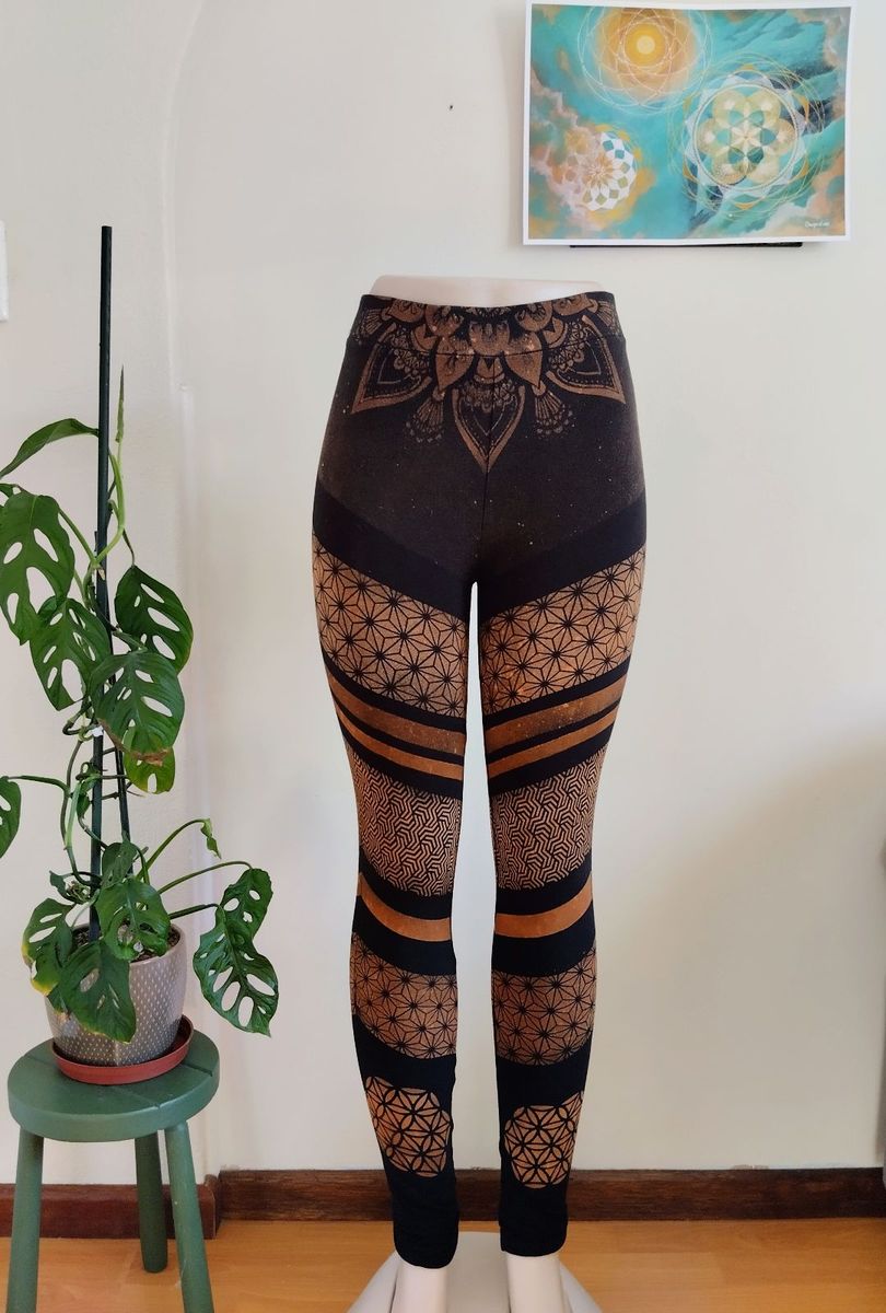 Black and copper sacred geometry leggings