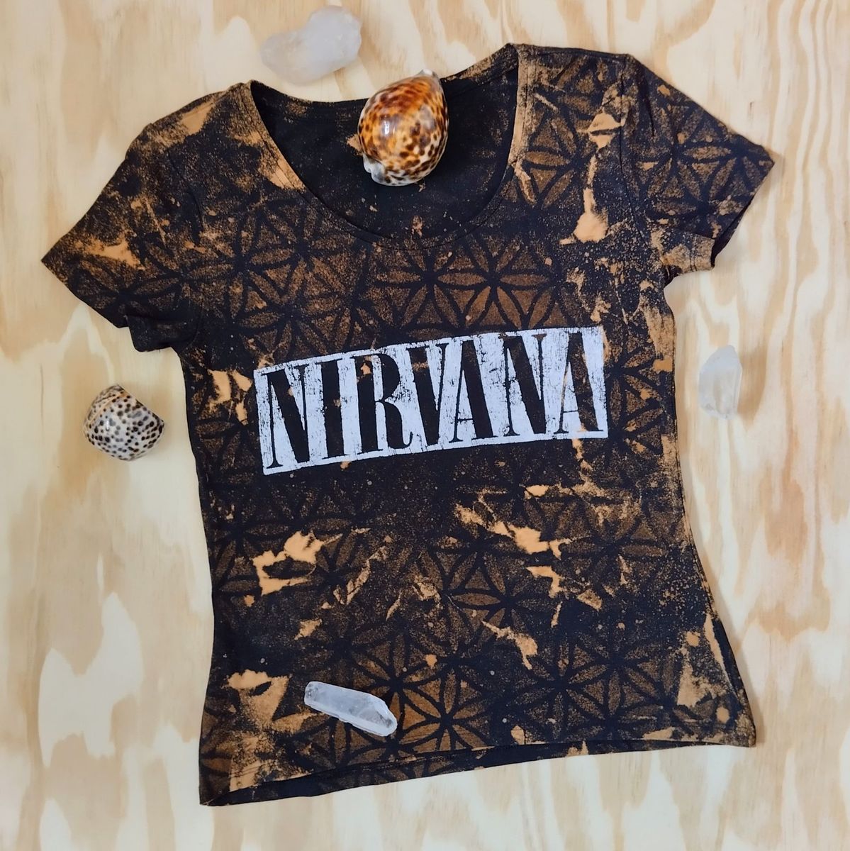 Upcycled Nirvana T-shirt with GeoVinty pattern
